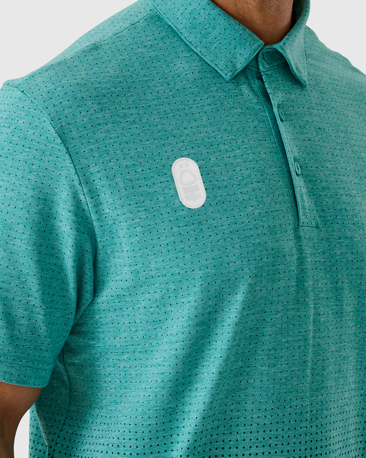 NFFC Adidas Golf Go-To Teal Rise Print Polo - Image 2
