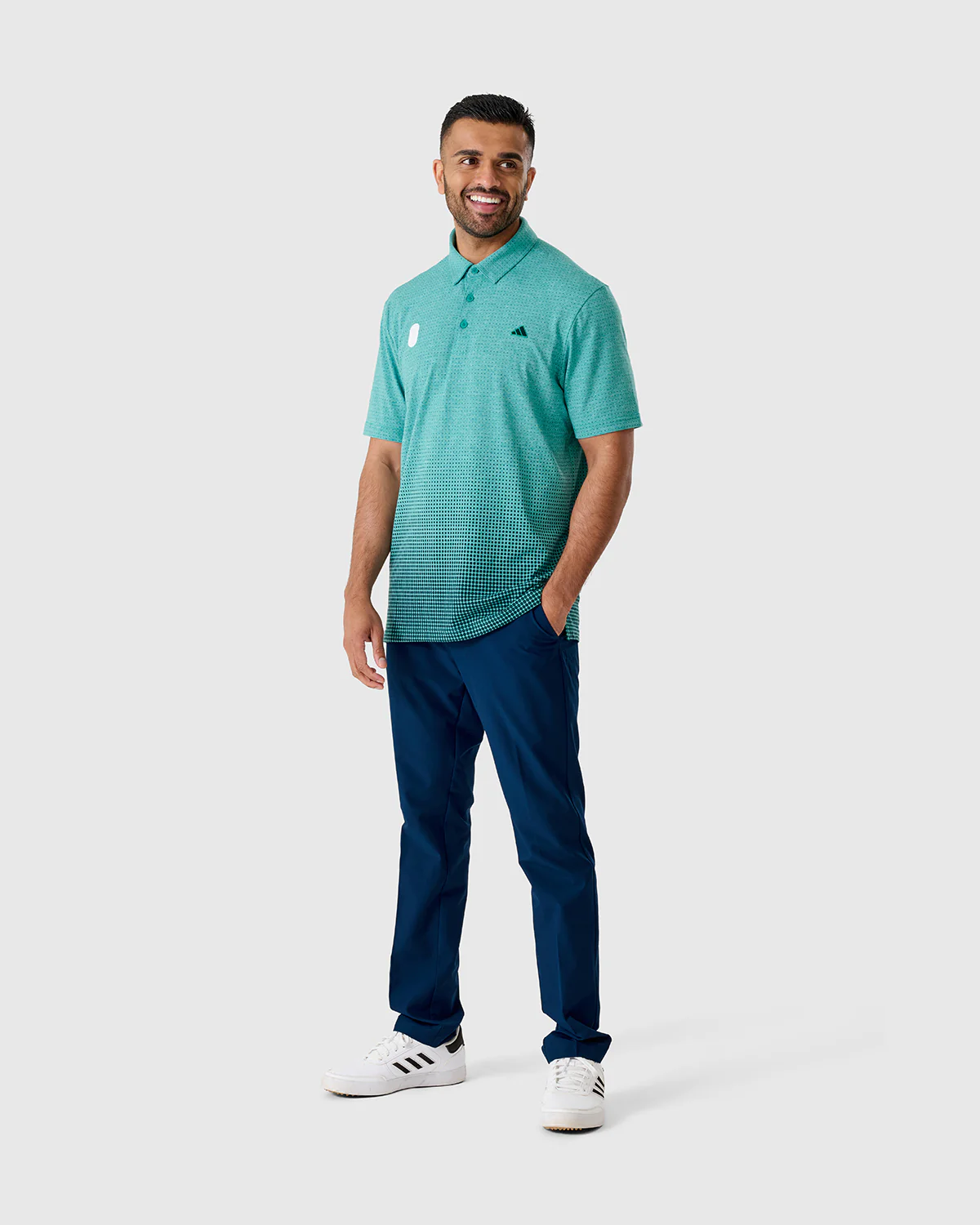 NFFC Adidas Golf Go-To Teal Rise Print Polo - Image 5
