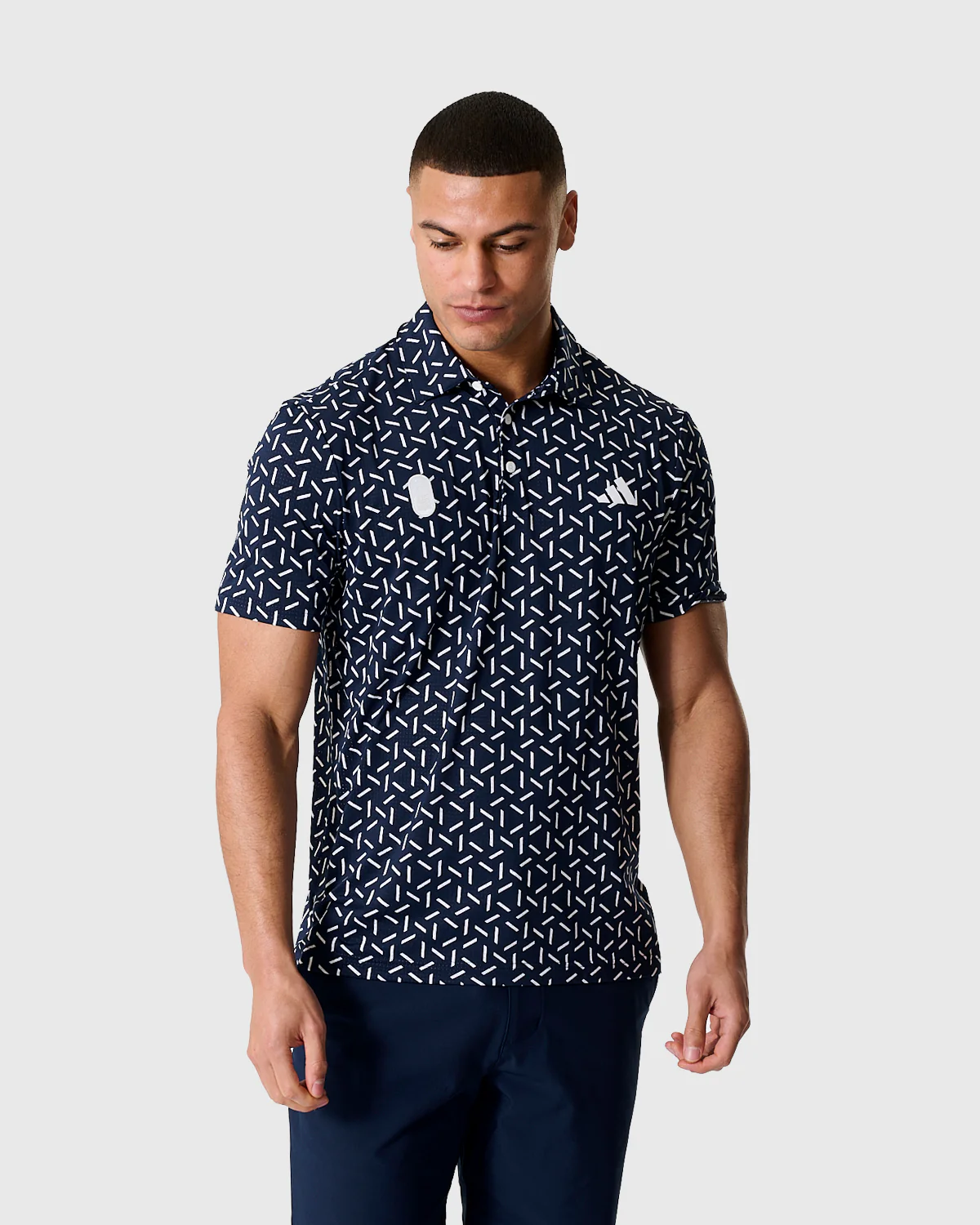 NFFC Adidas Golf Ultimate365 Navy Mesh Print Polo - Image 4