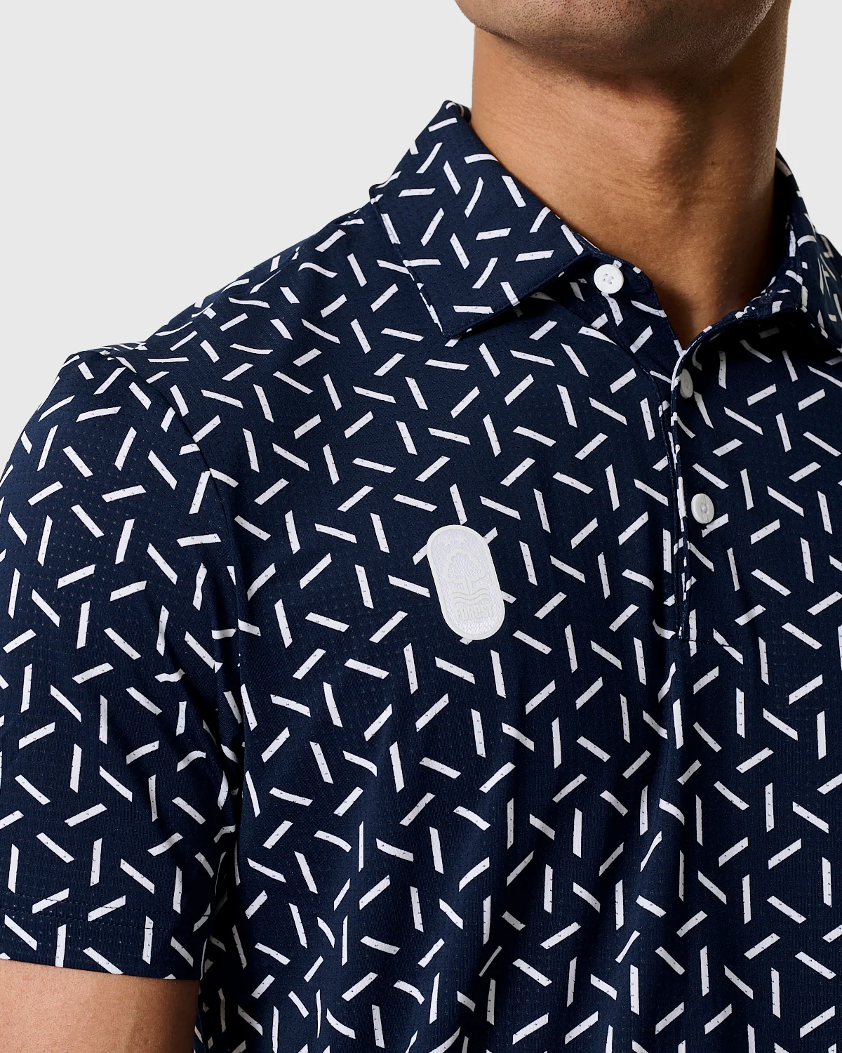 NFFC Adidas Golf Ultimate365 Navy Mesh Print Polo - Image 5