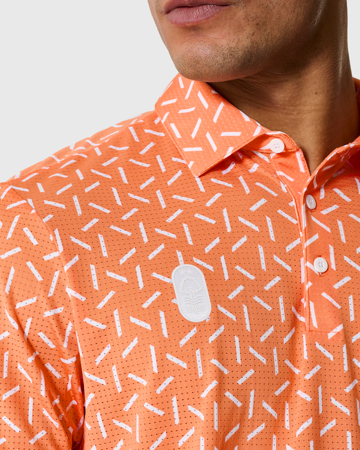 NFFC Adidas Golf Ultimate365 Orange Mesh Print Polo - Image 4