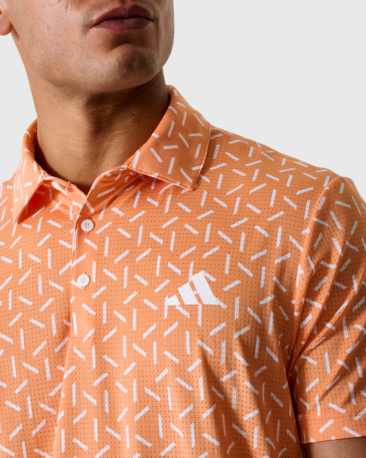 NFFC Adidas Golf Ultimate365 Orange Mesh Print Polo - Image 5