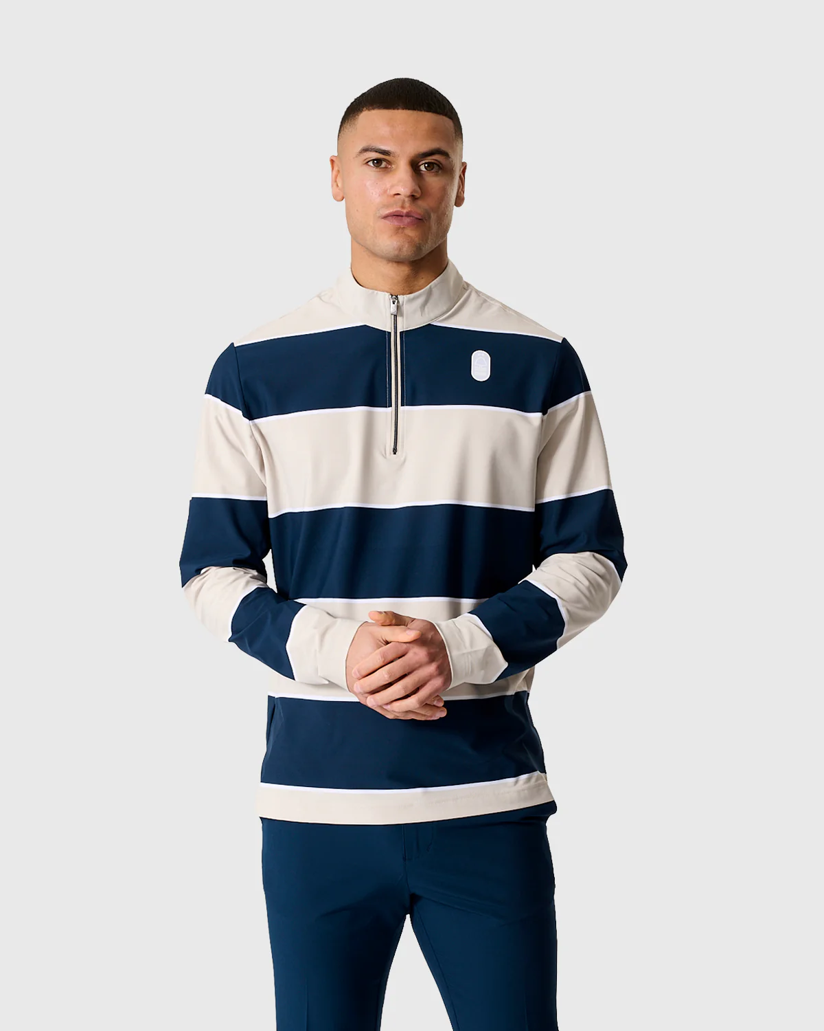 NFFC Adidas Golf Ultimate365 Navy Stripe 1/4 Zip Top