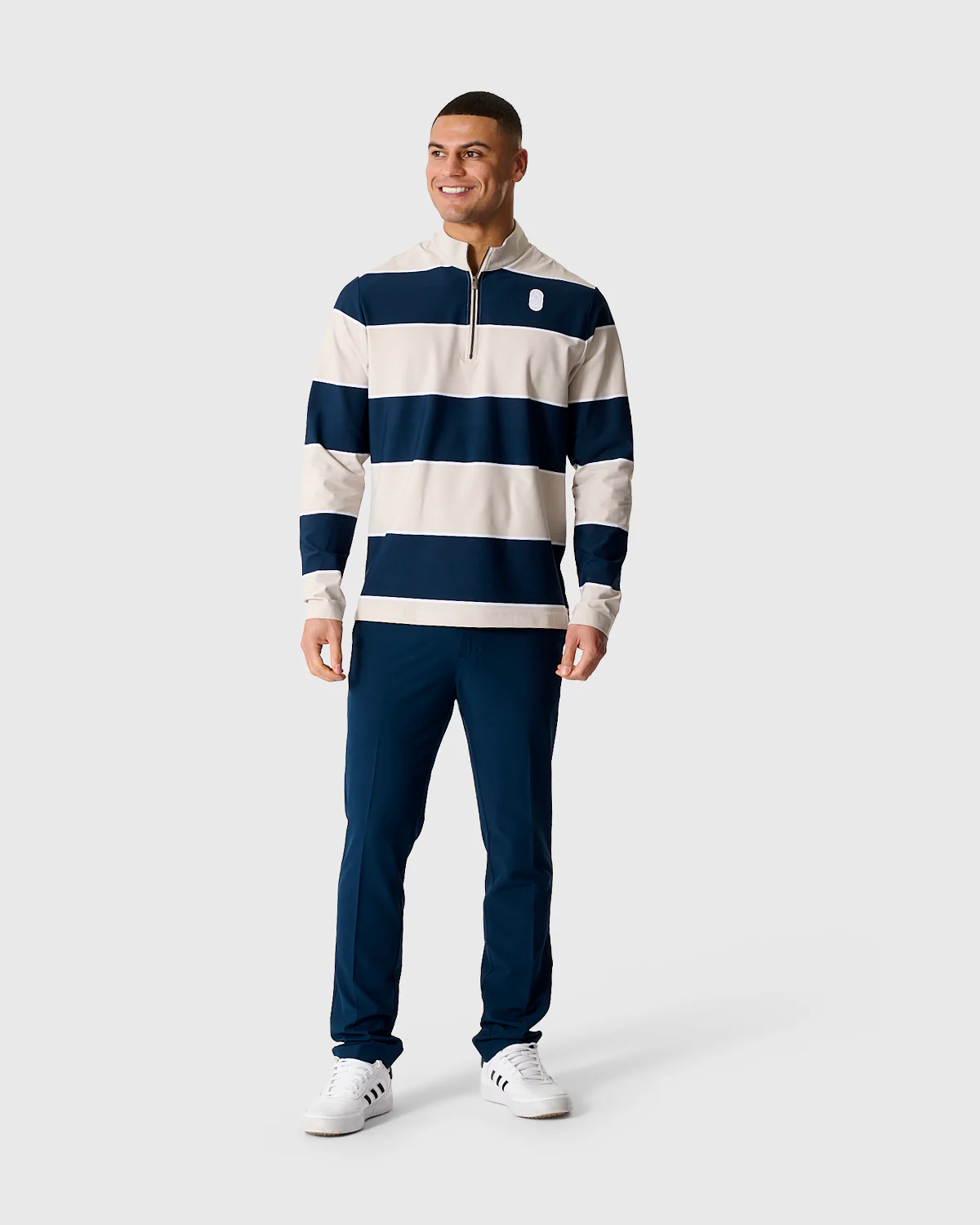 NFFC Adidas Golf Ultimate365 Navy Stripe 1/4 Zip Top - Image 3