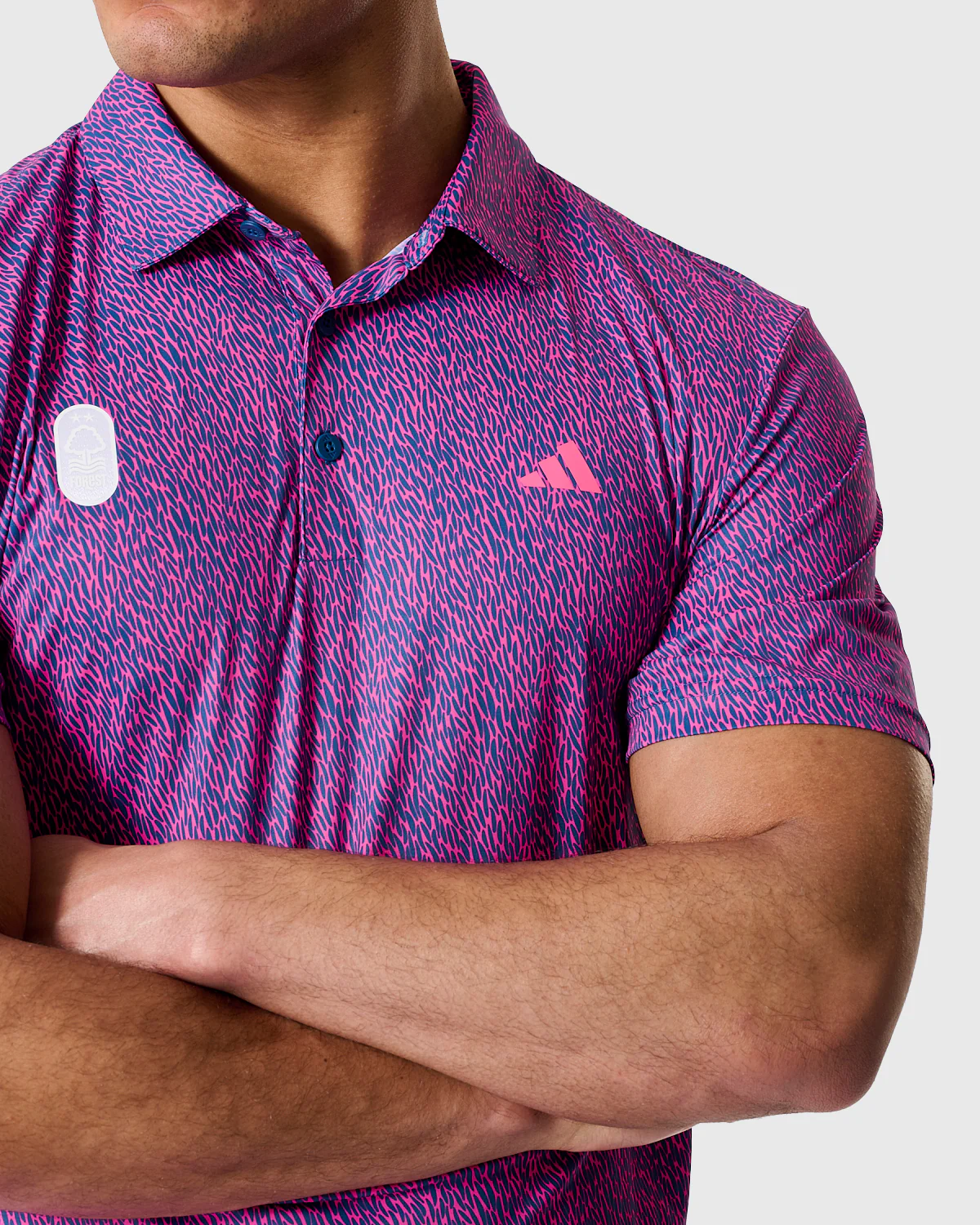 NFFC Adidas Golf Ultimate365 Print Pink Polo - Image 2