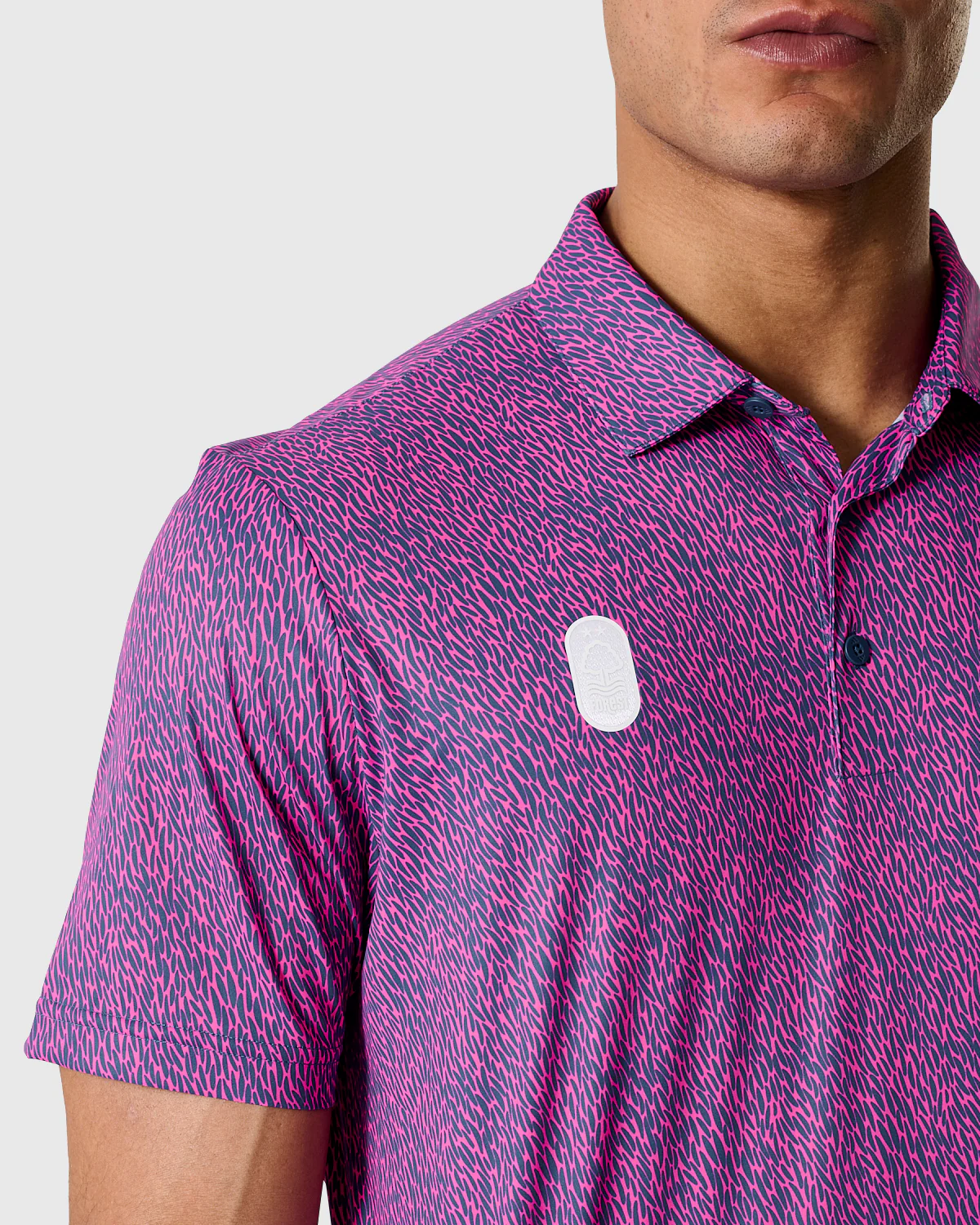 NFFC Adidas Golf Ultimate365 Print Pink Polo - Image 3