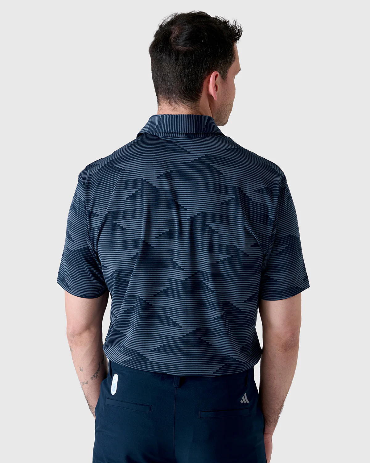 NFFC Adidas Golf Ultimate365 Speed Stripe Navy Polo Shirt - Image 3