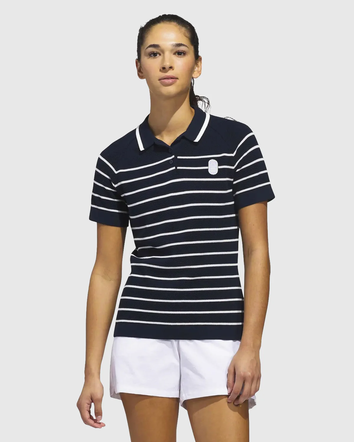 NFFC adidas Golf Women's Navy Ultimate365+ Stripe Knit Polo