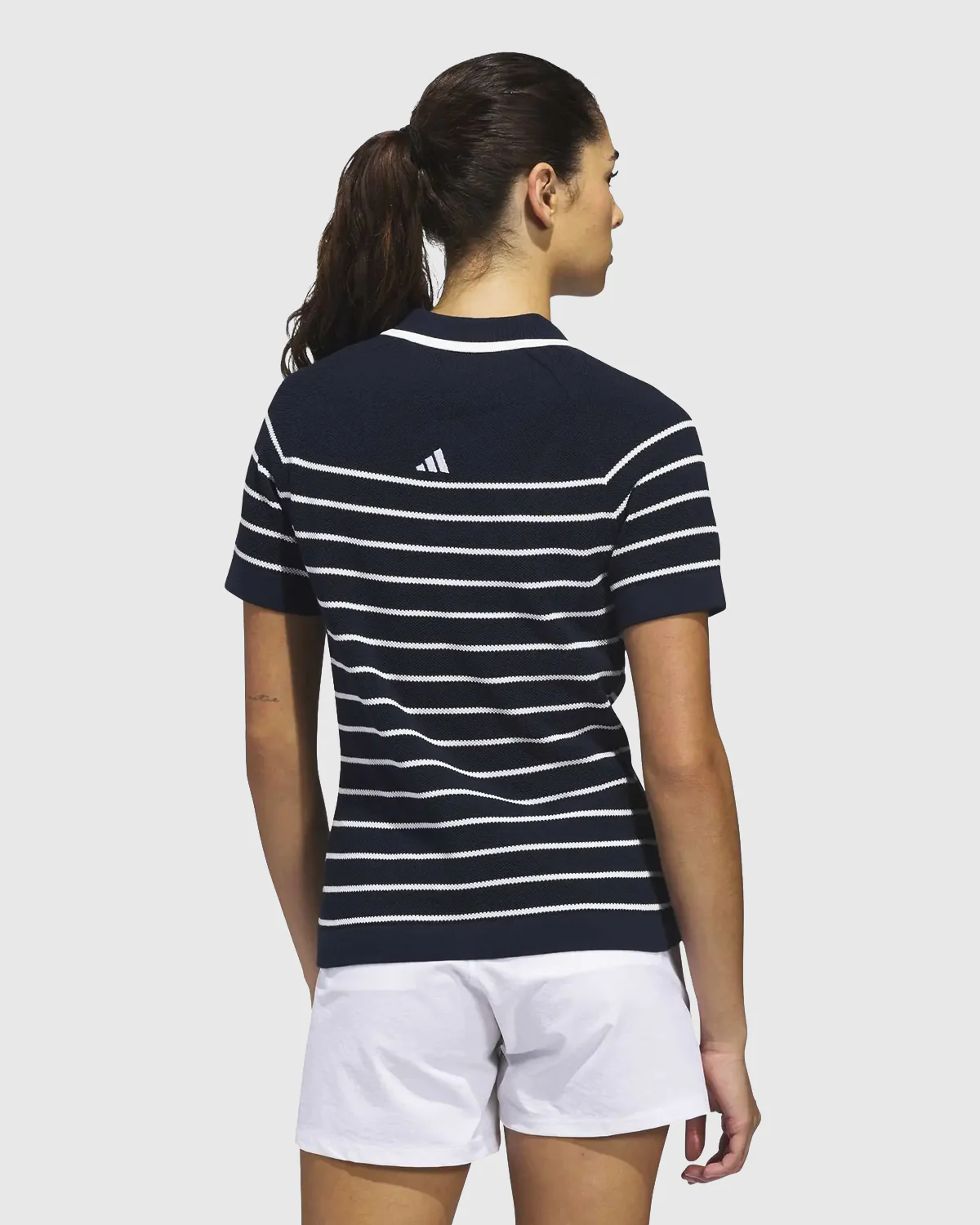 NFFC adidas Golf Women's Navy Ultimate365+ Stripe Knit Polo - Image 2