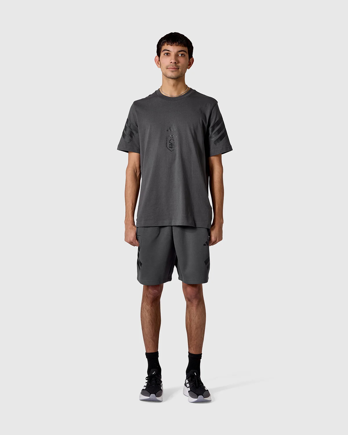 NFFC adidas Grey Future Icons 3-Stripe T-Shirt - Image 3