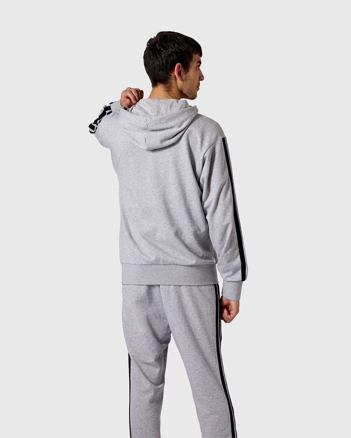 NFFC adidas Grey Marl 3-Stripe Full Zip Hoodie - Image 2
