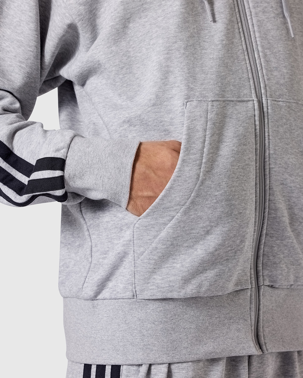 NFFC adidas Grey Marl 3-Stripe Full Zip Hoodie - Image 5