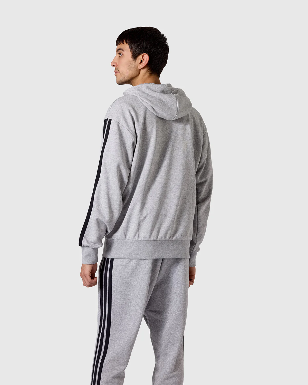 NFFC adidas Grey Marl 3-Stripe Hoodie - Image 2