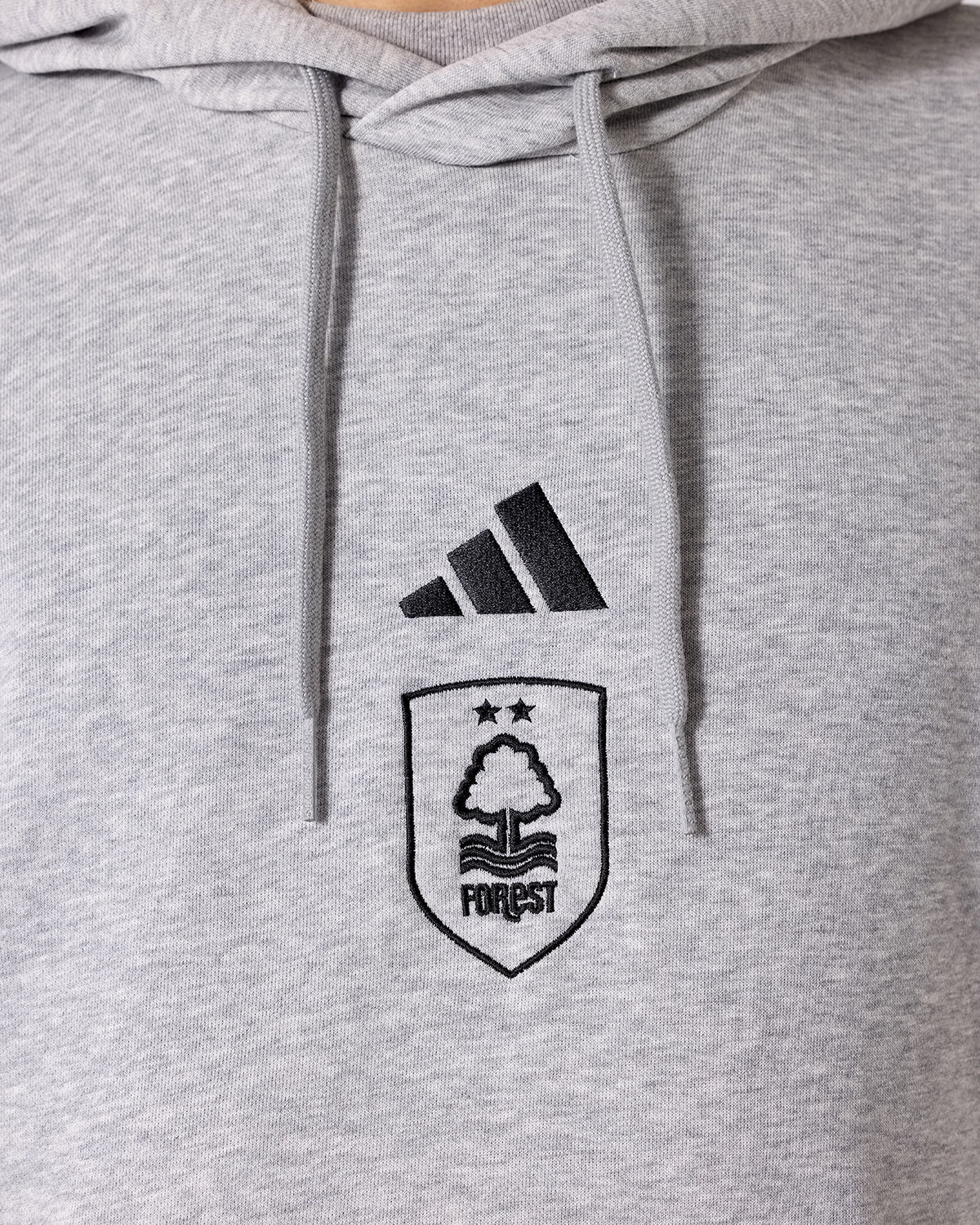 NFFC adidas Grey Marl 3-Stripe Hoodie - Image 4