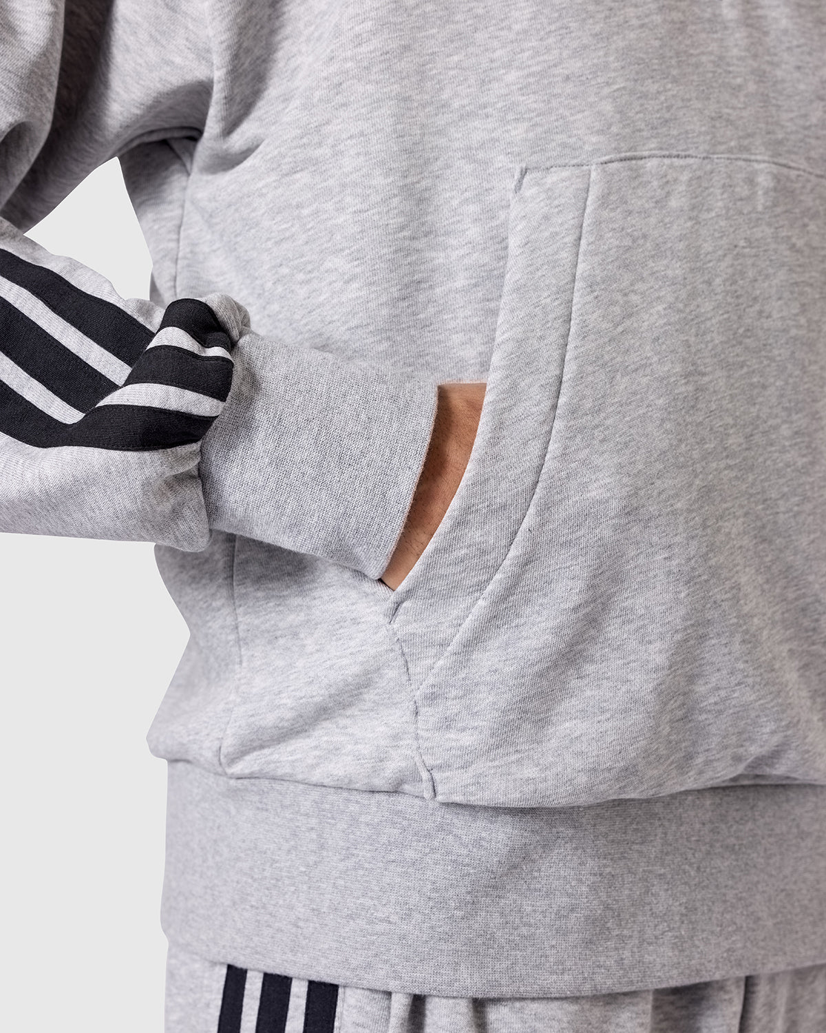 NFFC adidas Grey Marl 3-Stripe Hoodie - Image 6