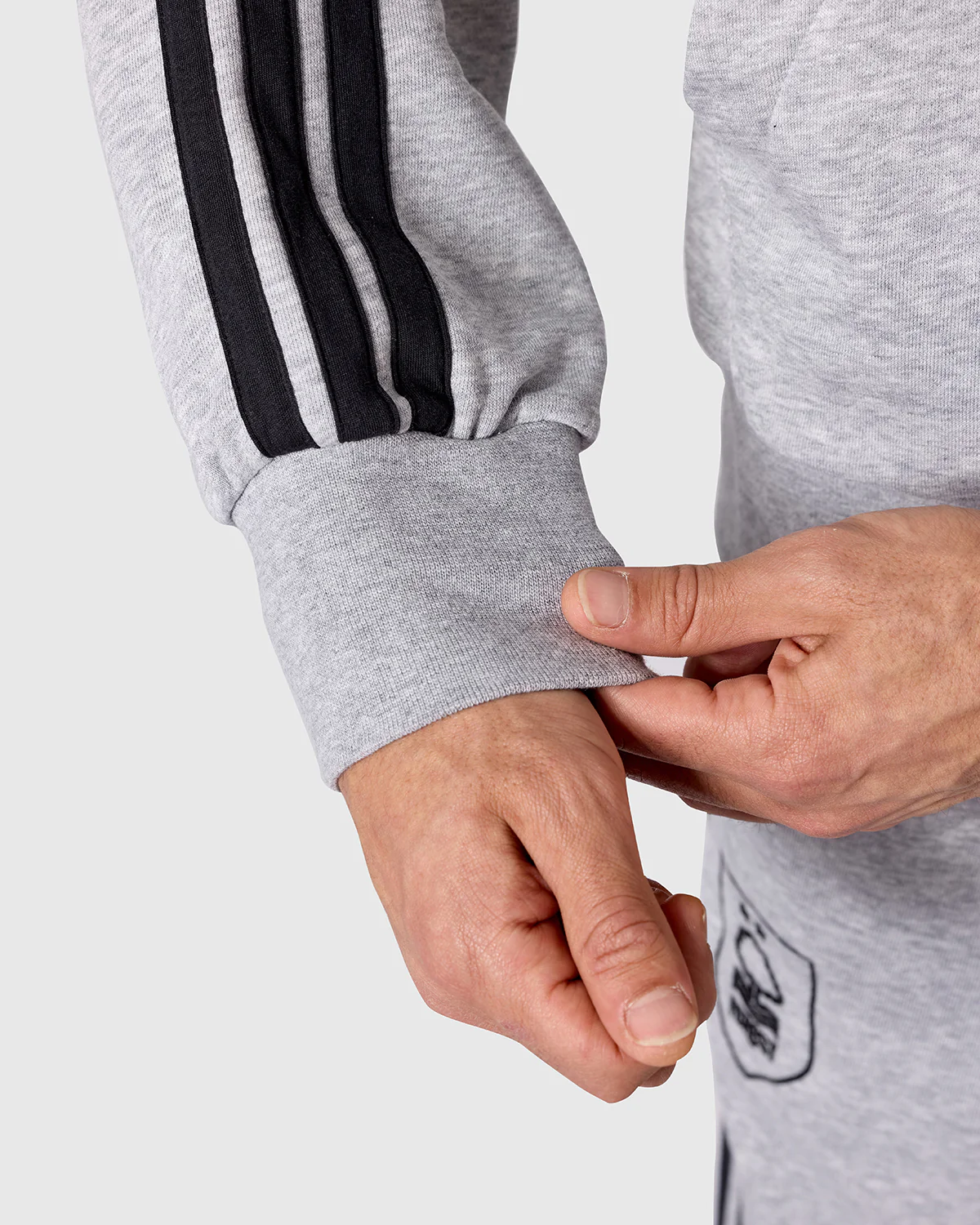 NFFC adidas Grey Marl 3-Stripe Hoodie - Image 7