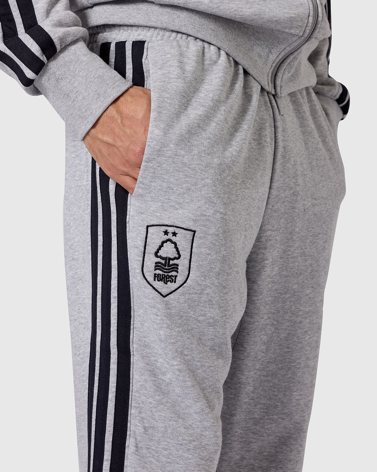 NFFC adidas Grey Marl 3-Stripe Pants - Image 4