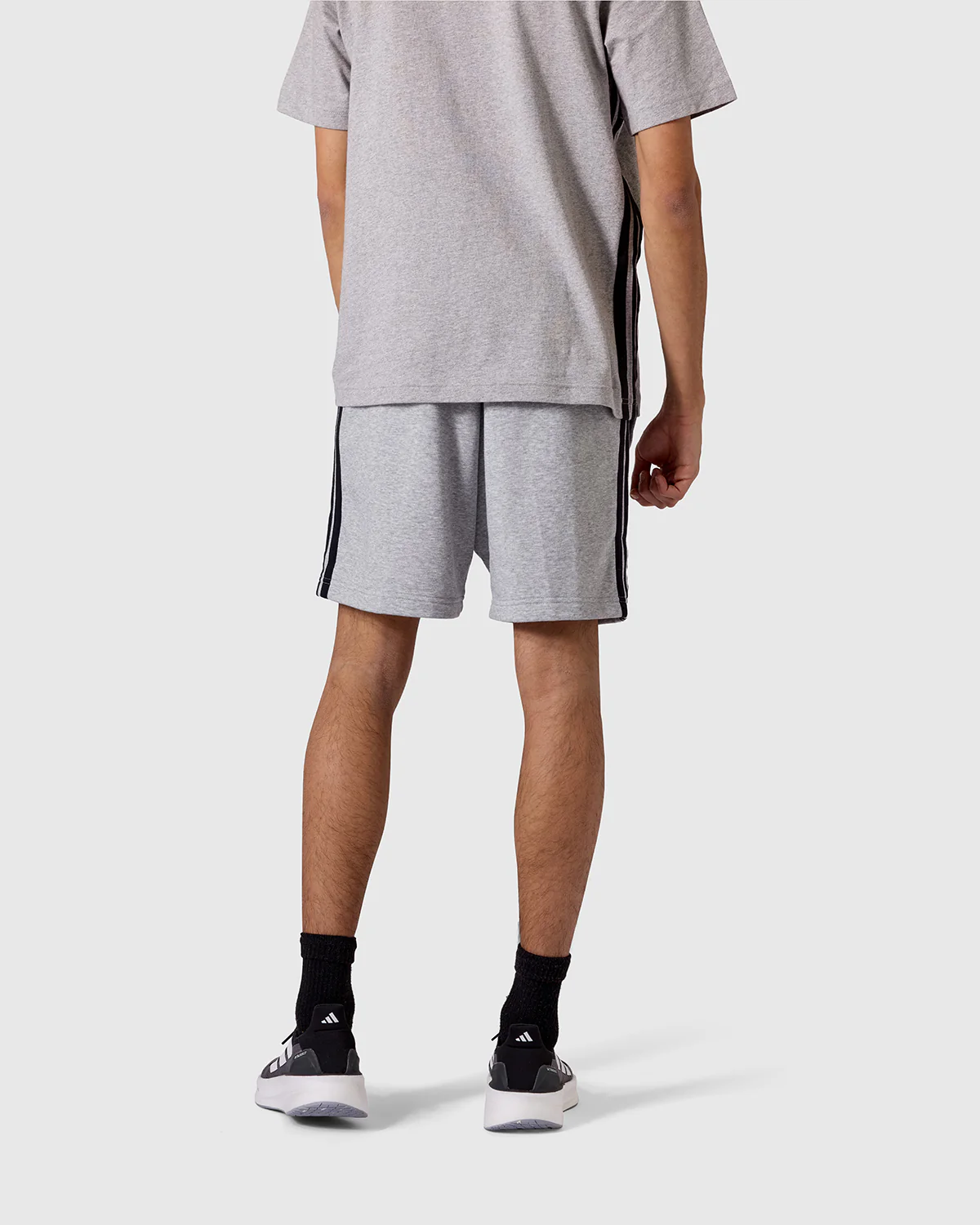 NFFC adidas Grey Marl 3-Stripe Shorts - Image 2