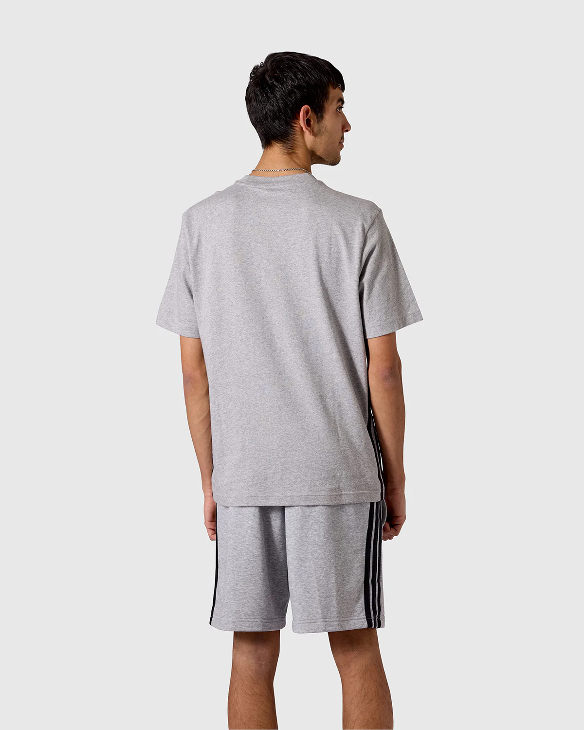 NFFC adidas Grey Marl 3-Stripe T-Shirt - Image 2