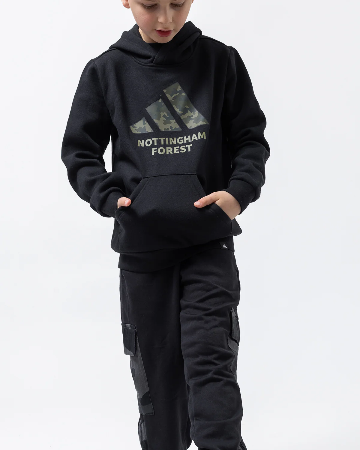 NFFC adidas Junior Black Camo Print Hoodie - Image 3