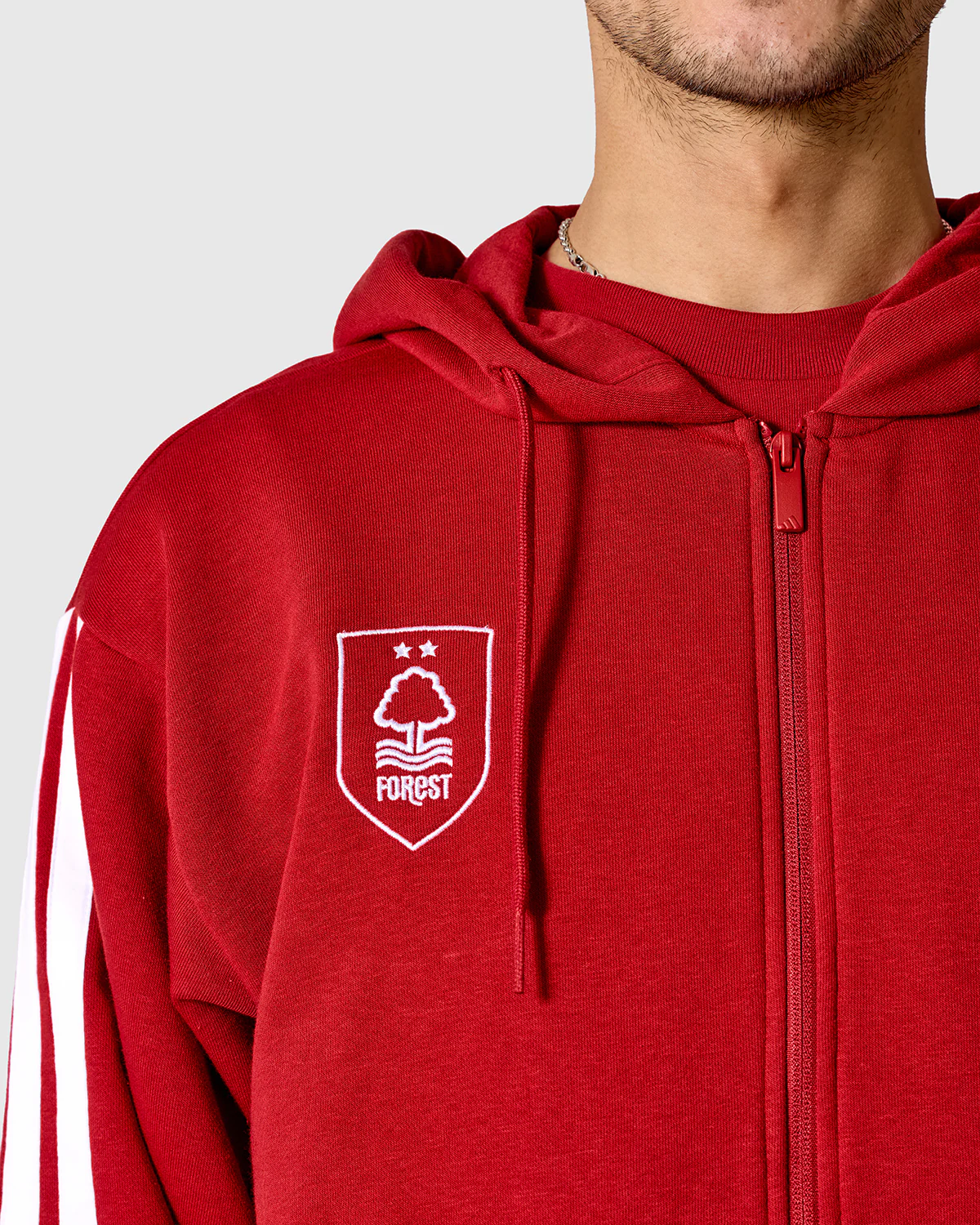 NFFC adidas Maroon 3-Stripe Full Zip Hoodie - Image 4