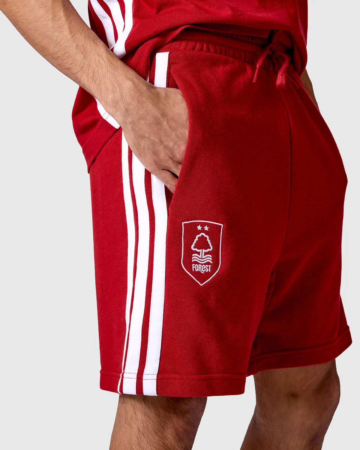 NFFC adidas Maroon 3-Stripe Shorts - Image 3