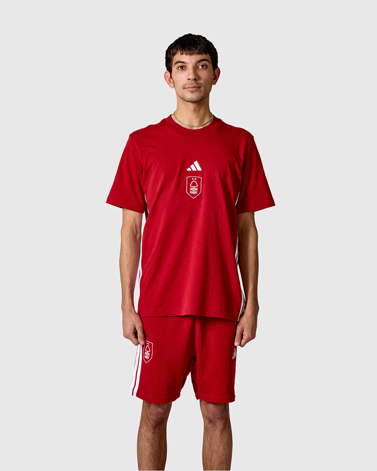 NFFC adidas Maroon 3-Stripe T-Shirt - Image 2