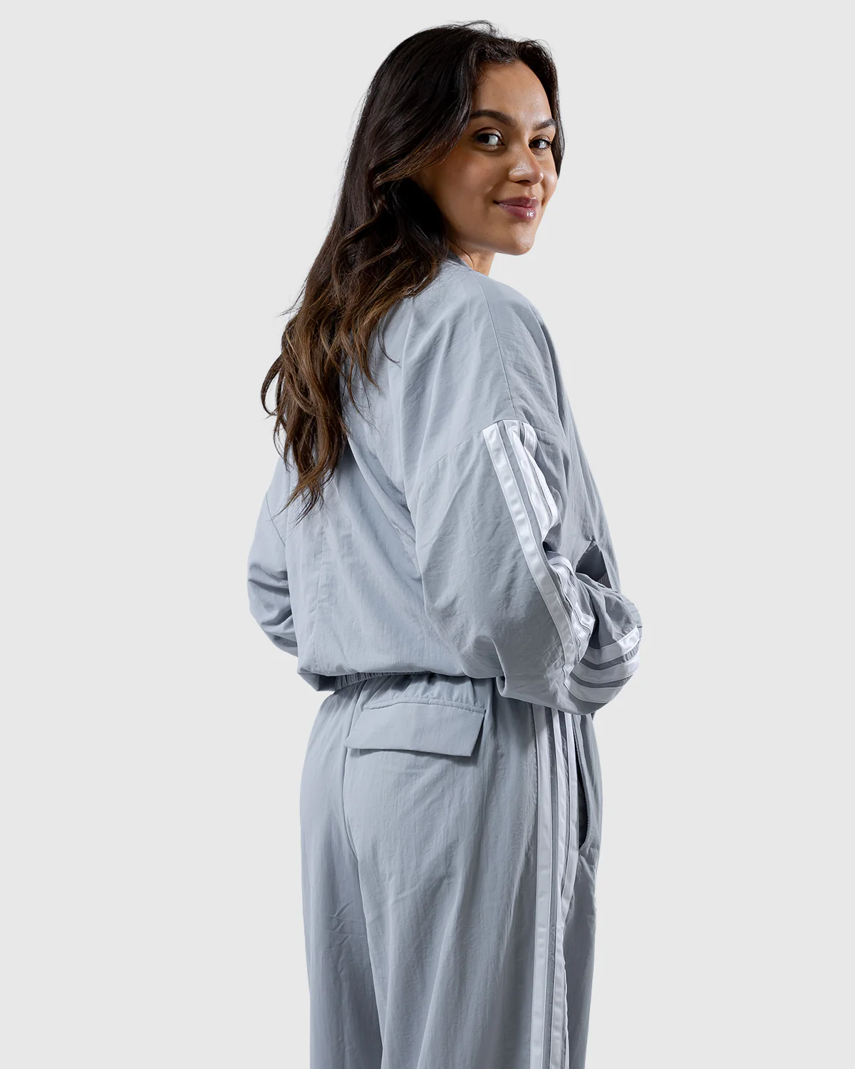 NFFC adidas Women's Silver 3-Stripe Bomber - Image 2