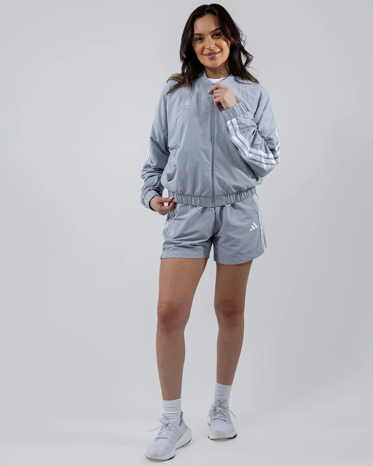NFFC adidas Women's Silver 3-Stripe Bomber - Image 5