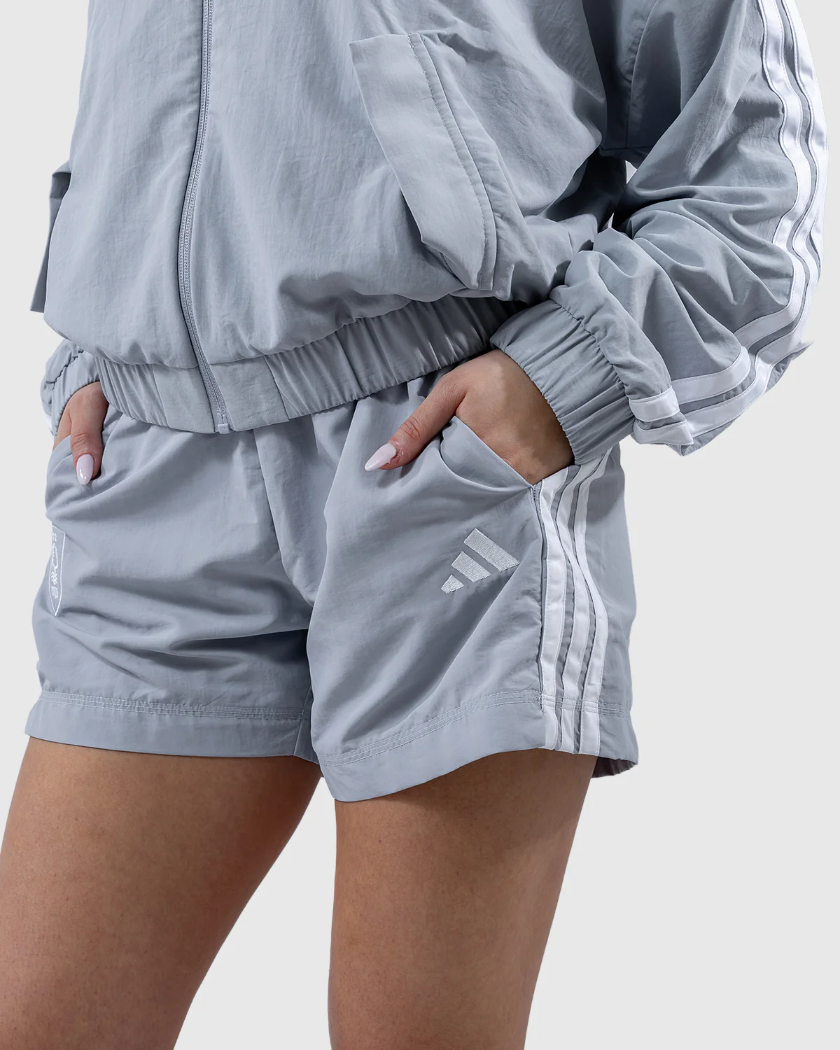 NFFC adidas Women's Silver 3-Stripe Shorts - Image 4