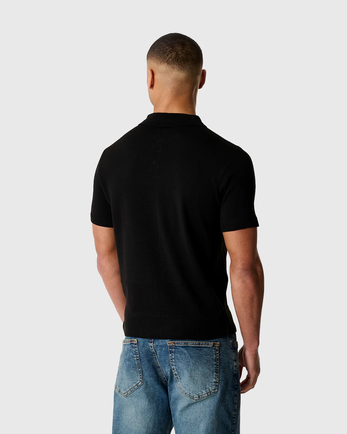 NFFC Black Essential Knit Short Sleeve Polo - Image 2