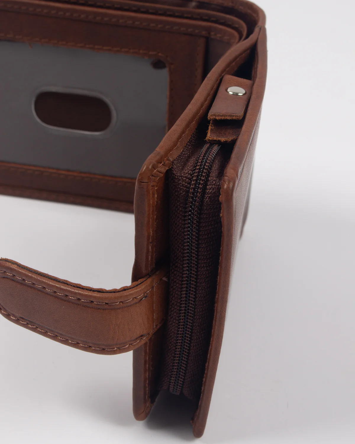 NFFC Brown Leather Popper Wallet - Image 4