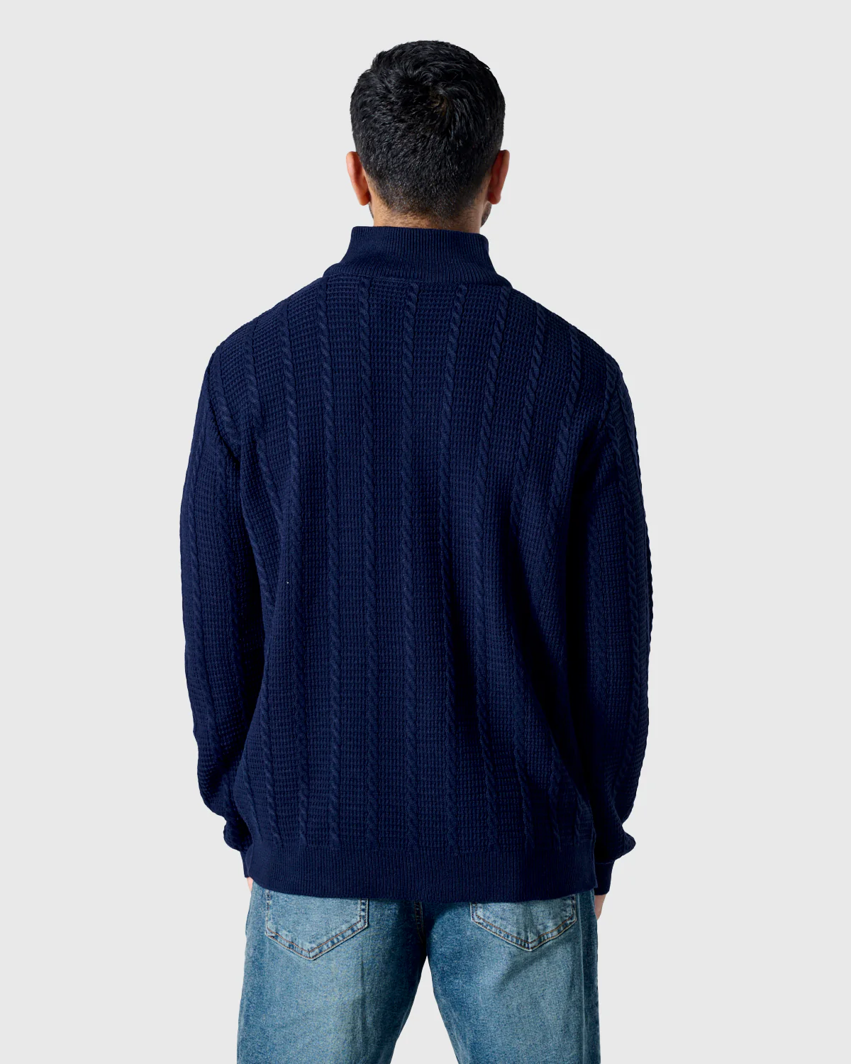 NFFC Navy Cable Knit 1/4 Zip Top - Image 2