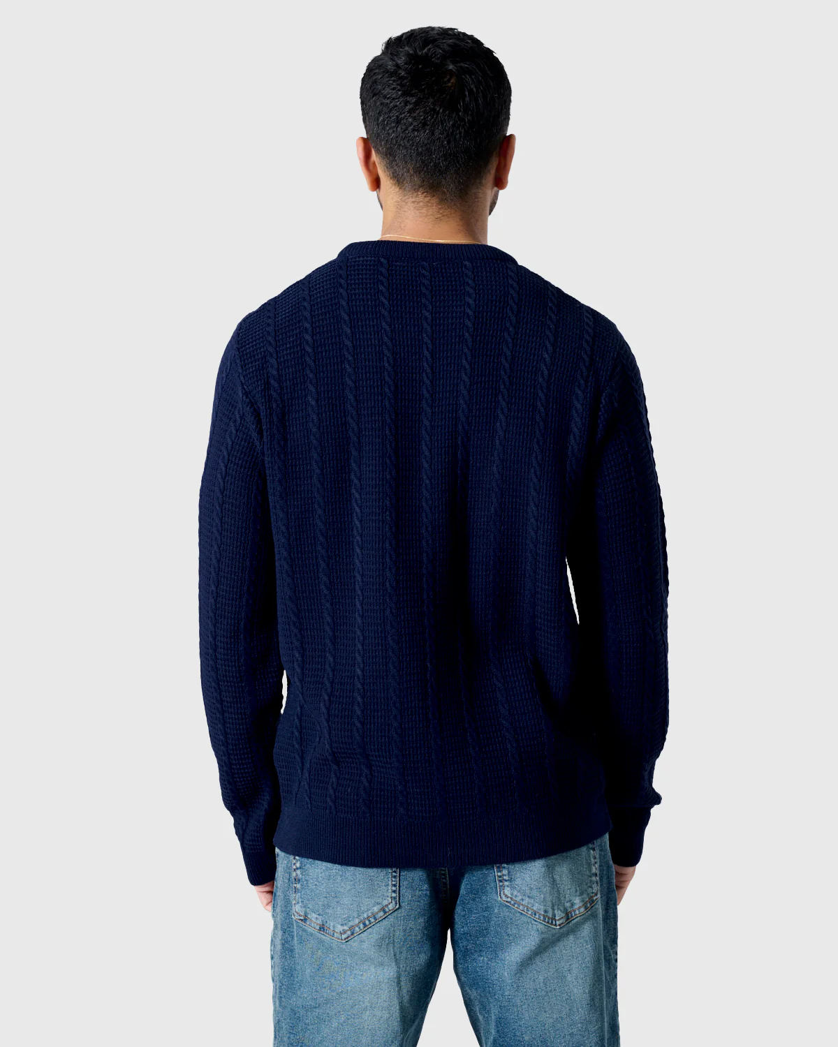 NFFC Navy Cable Knit Crewneck - Image 2