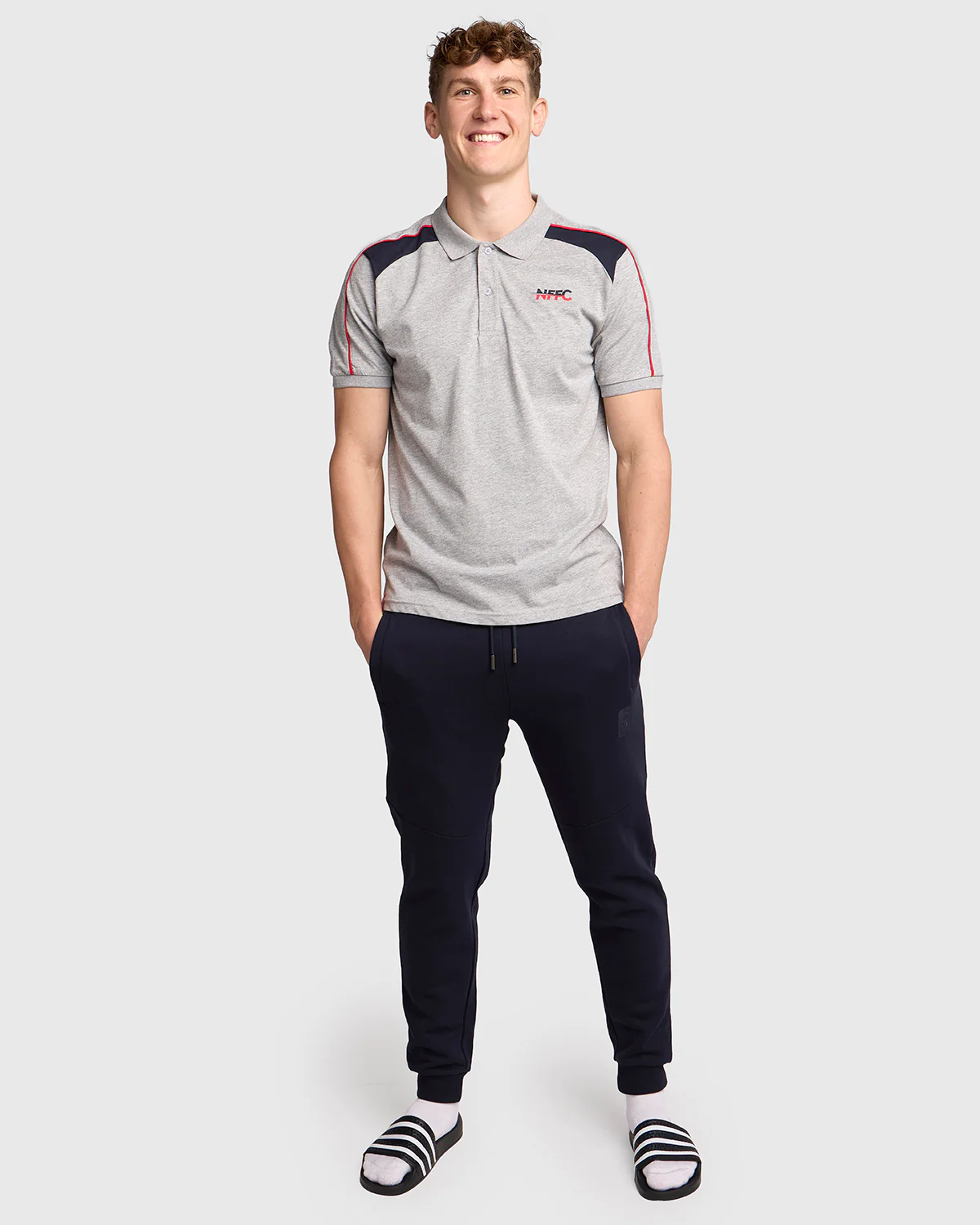 NFFC Grey Club Colours Shoulder Panel Polo - Image 3