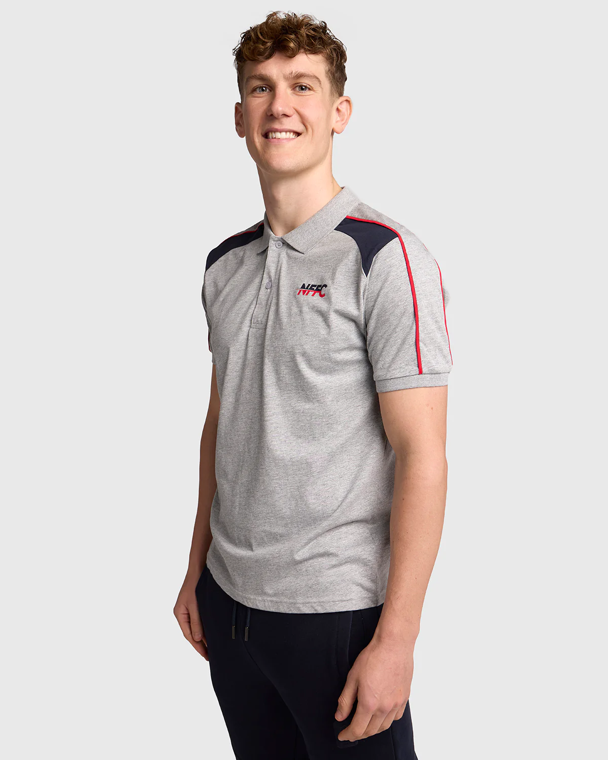 NFFC Grey Club Colours Shoulder Panel Polo - Image 4