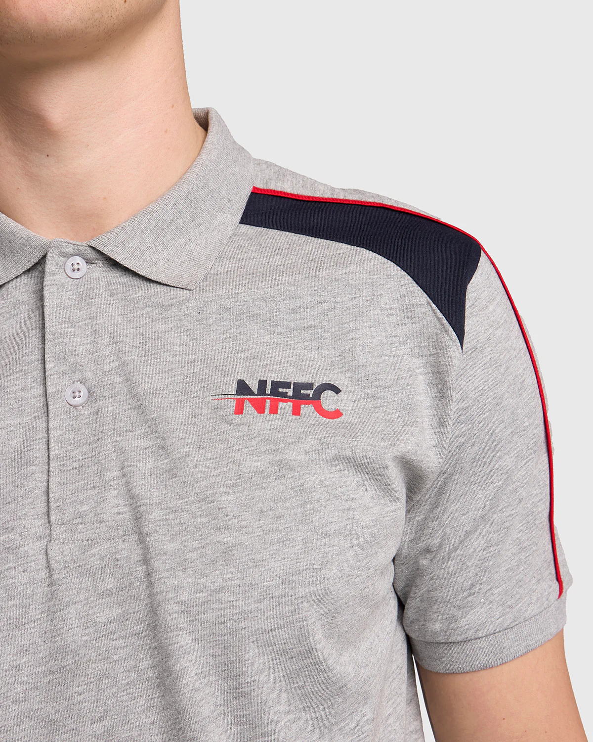 NFFC Grey Club Colours Shoulder Panel Polo - Image 5