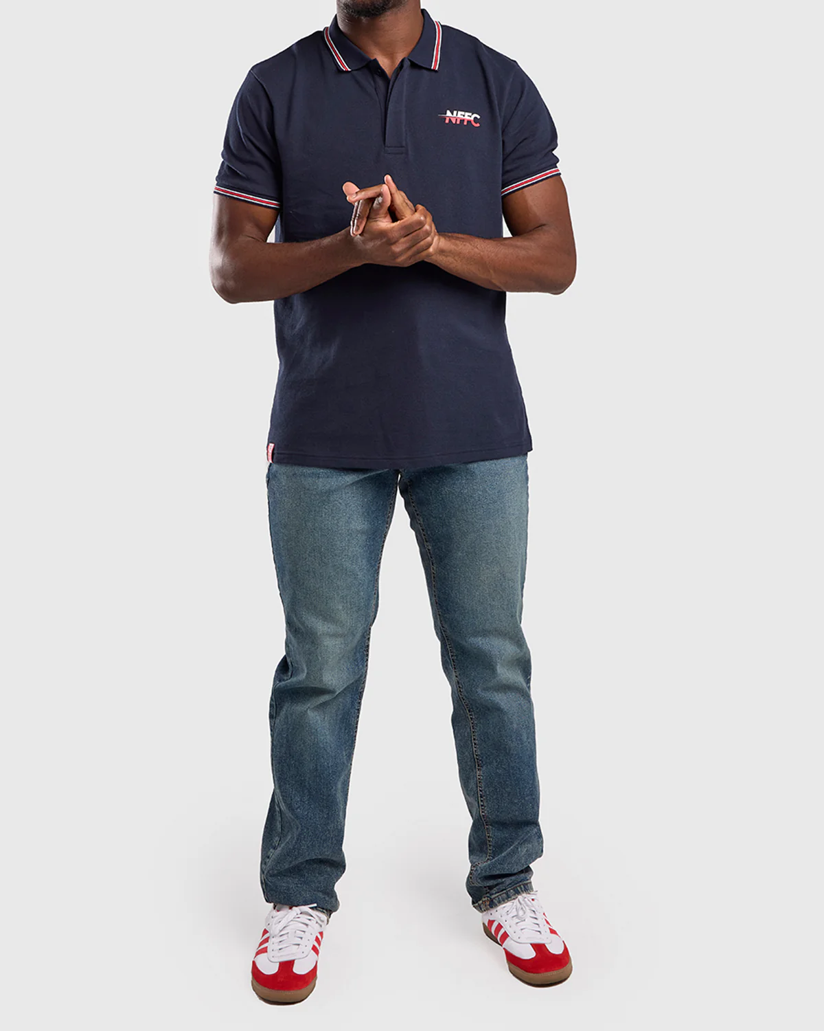 NFFC Navy Club Colours Hidden Placket Polo - Image 2