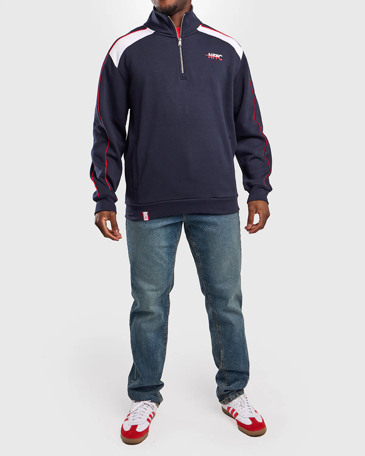 NFFC Navy Club Colours Shoulder Panel 1/4 Zip - Image 2