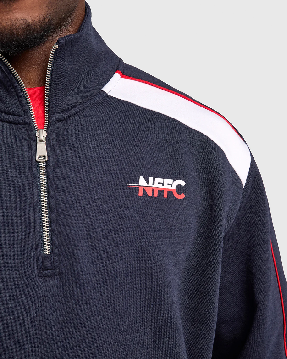 NFFC Navy Club Colours Shoulder Panel 1/4 Zip - Image 4