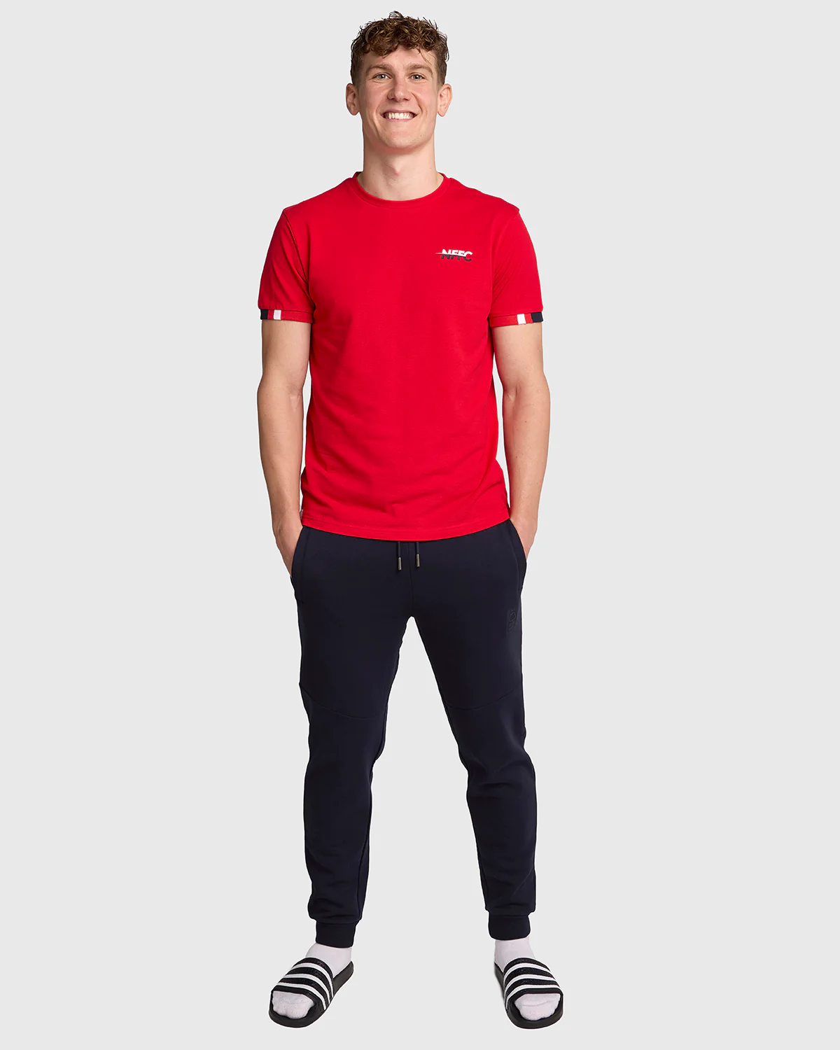 NFFC Red Club Colours Tipped Sleeve T-Shirt - Image 3
