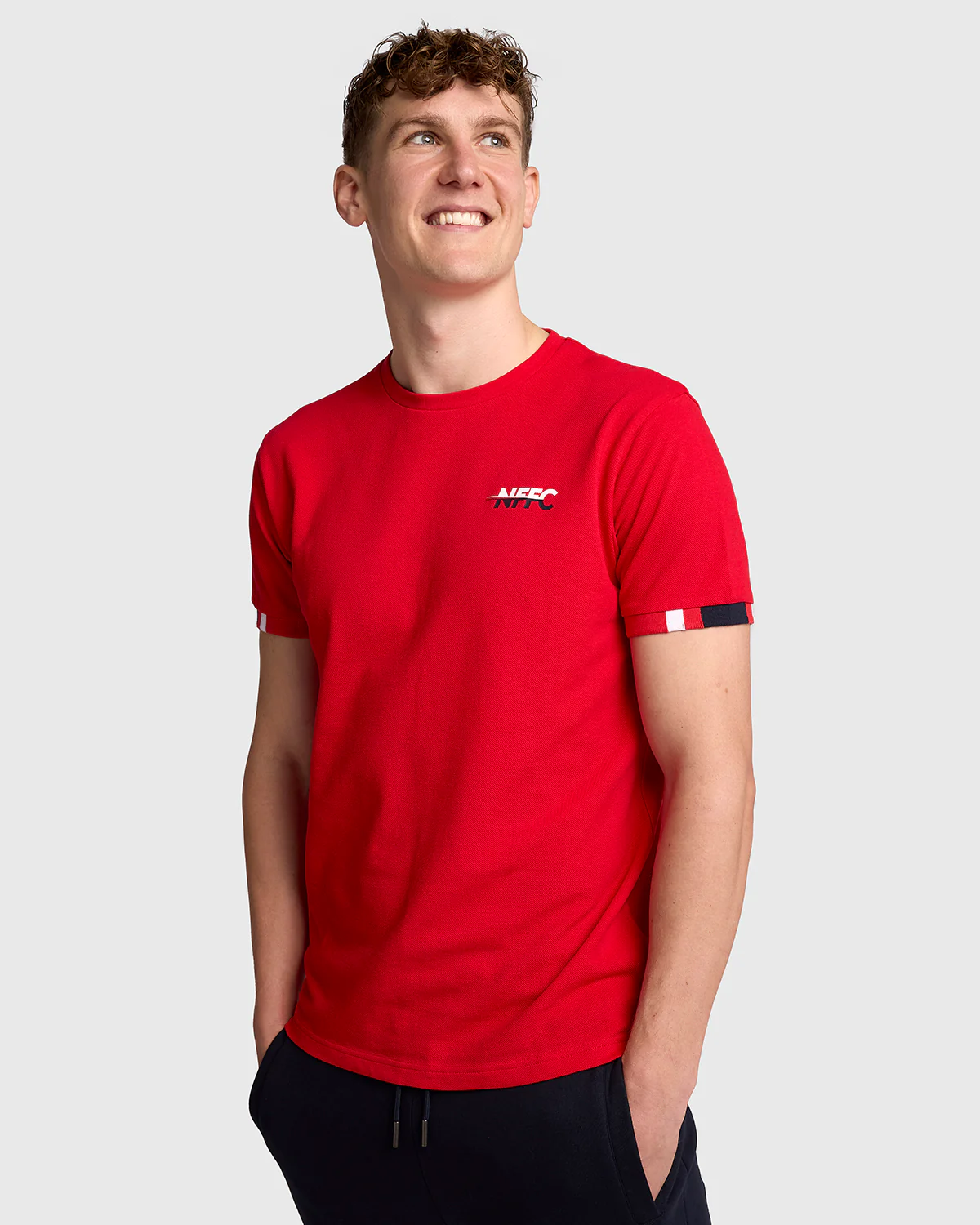 NFFC Red Club Colours Tipped Sleeve T-Shirt - Image 4