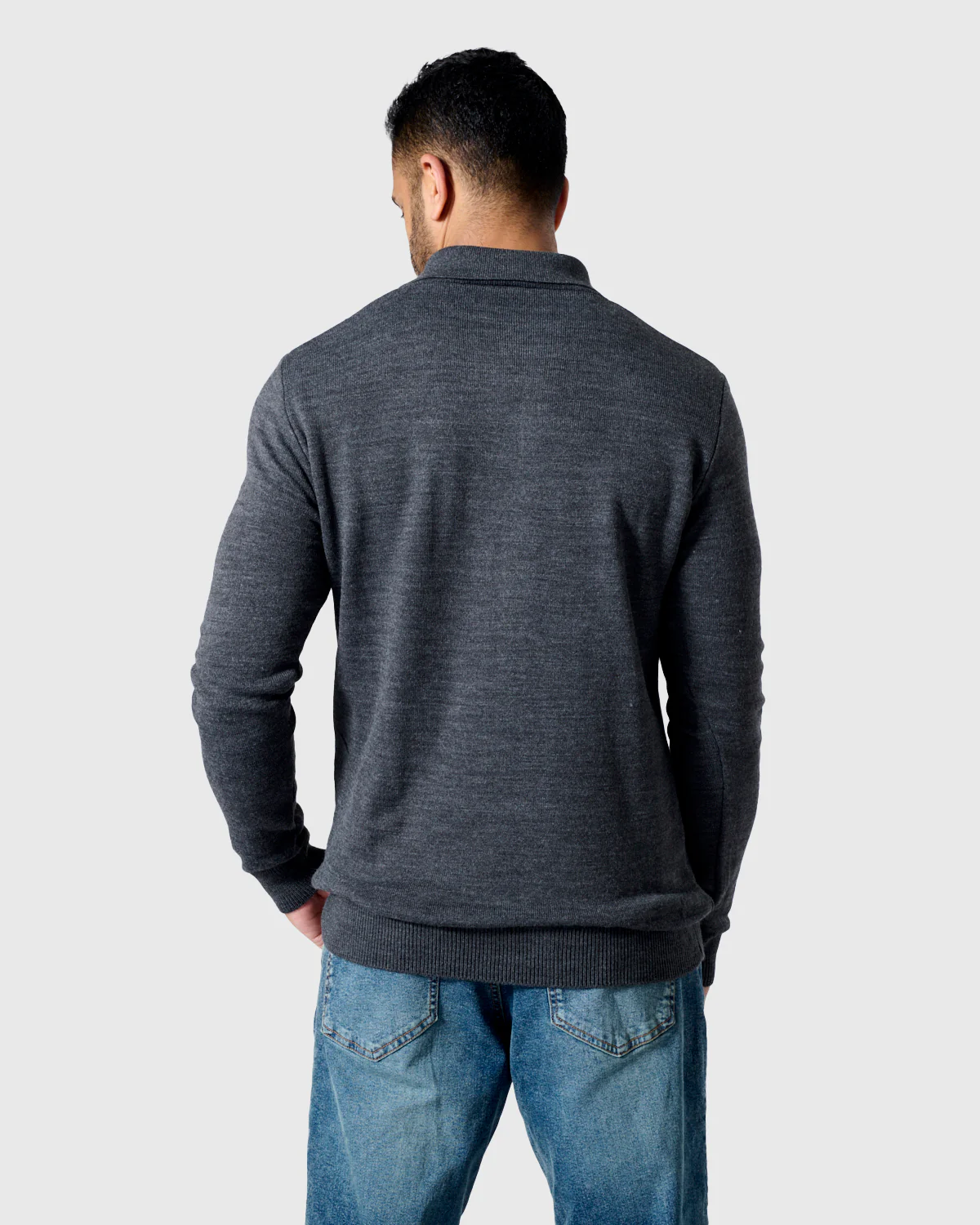 NFFC Charcoal Essential Knit Long Sleeve Polo - Image 3