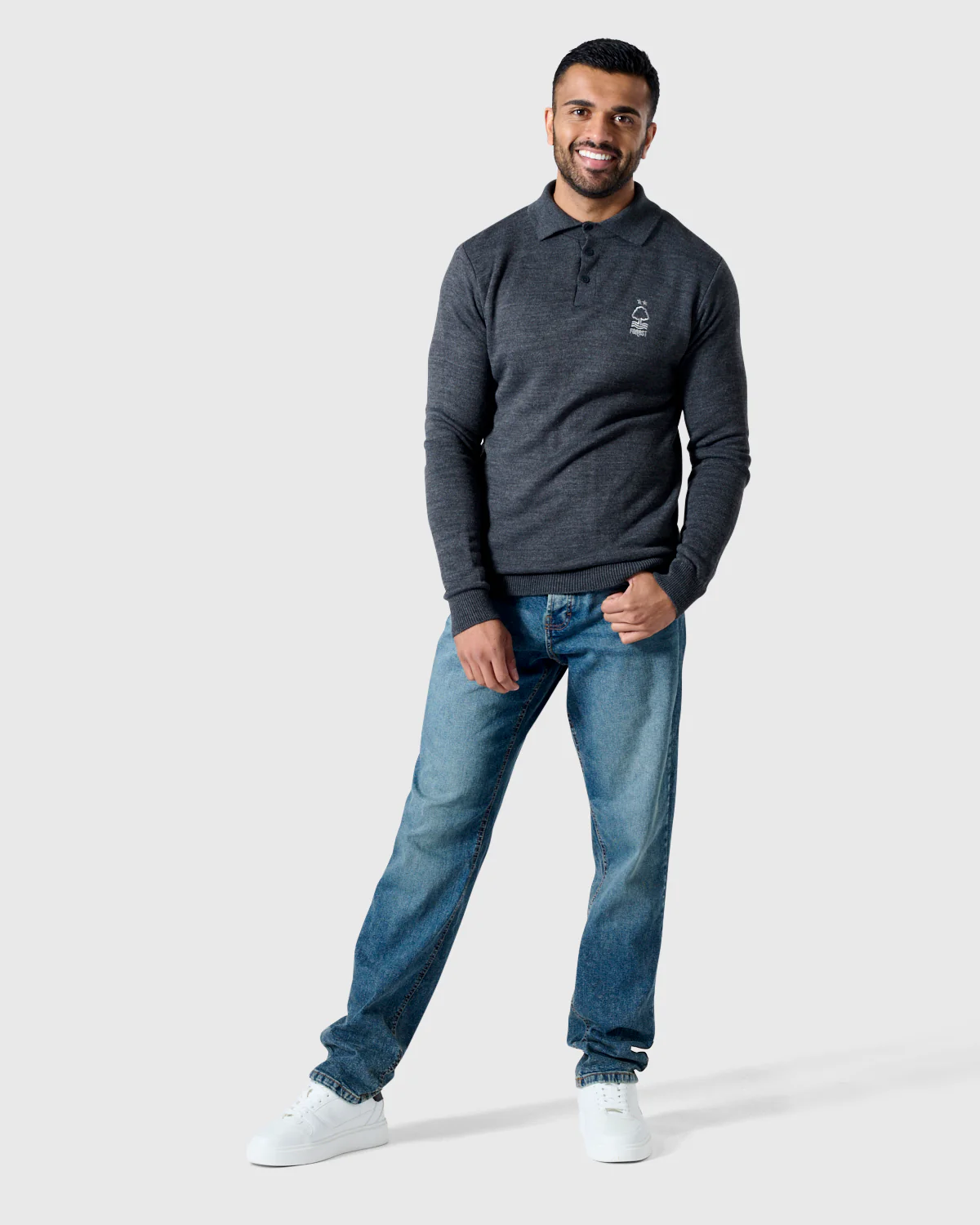 NFFC Charcoal Essential Knit Long Sleeve Polo - Image 4