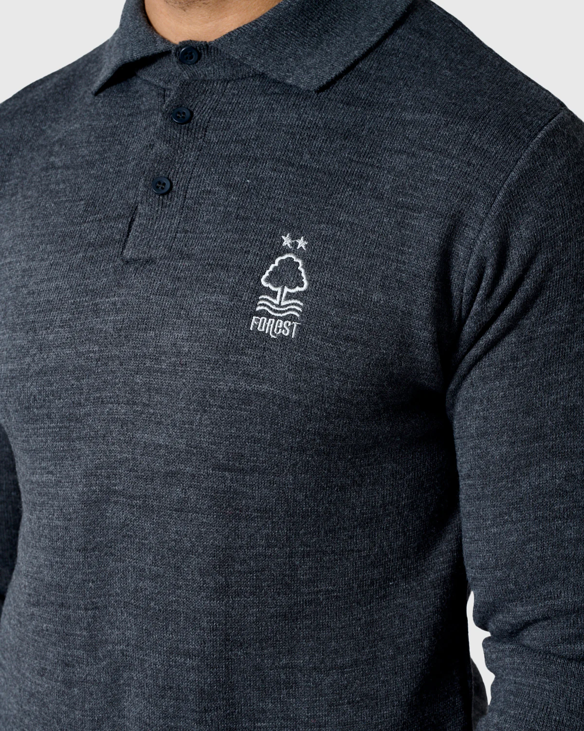 NFFC Charcoal Essential Knit Long Sleeve Polo - Image 5