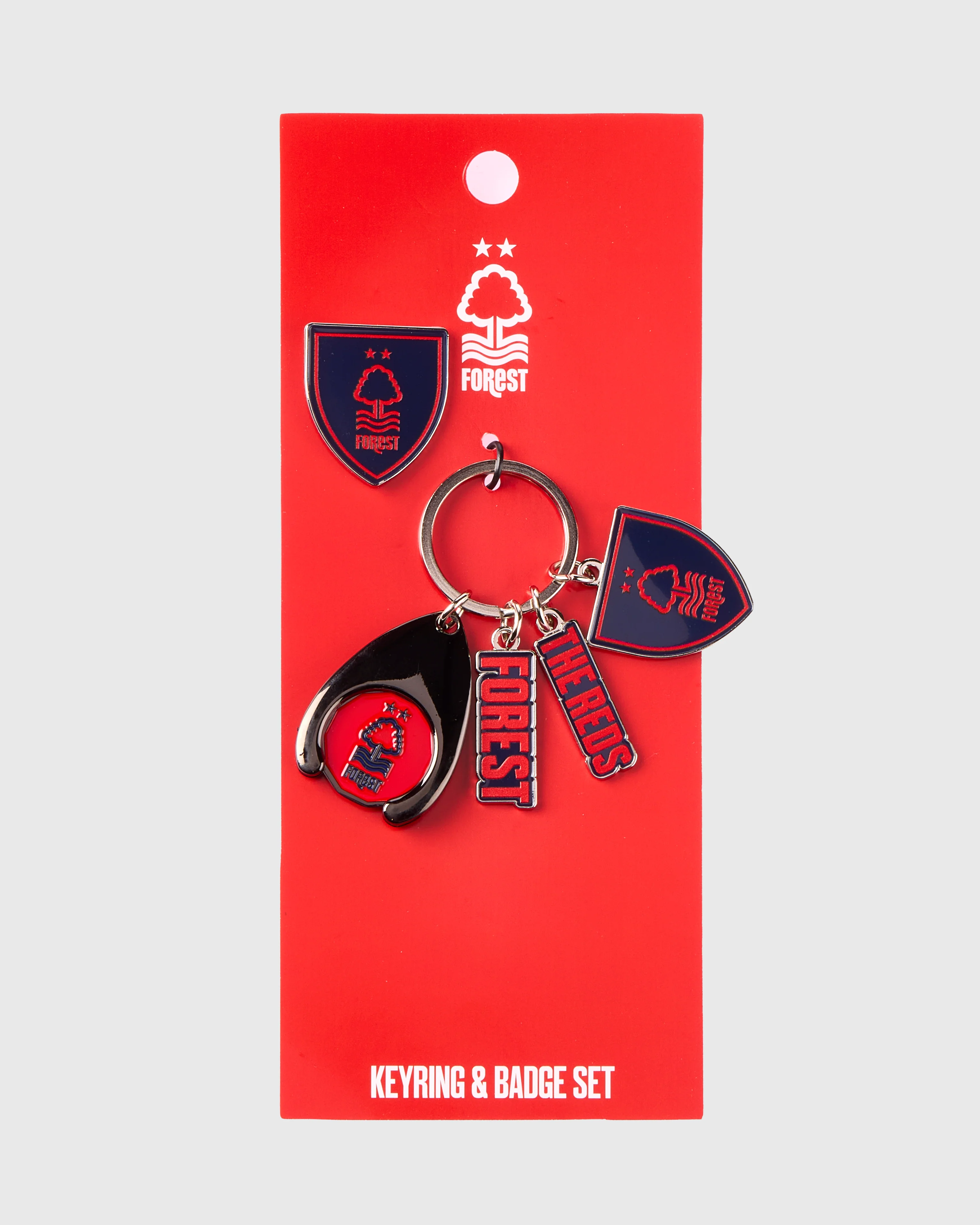 NFFC Navy & Red Charm Keyring & Badge Set - Image 2