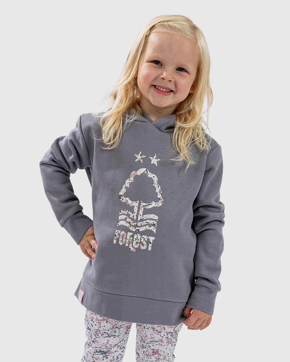 NFFC Junior Grey Splatter Print Crest Hoodie