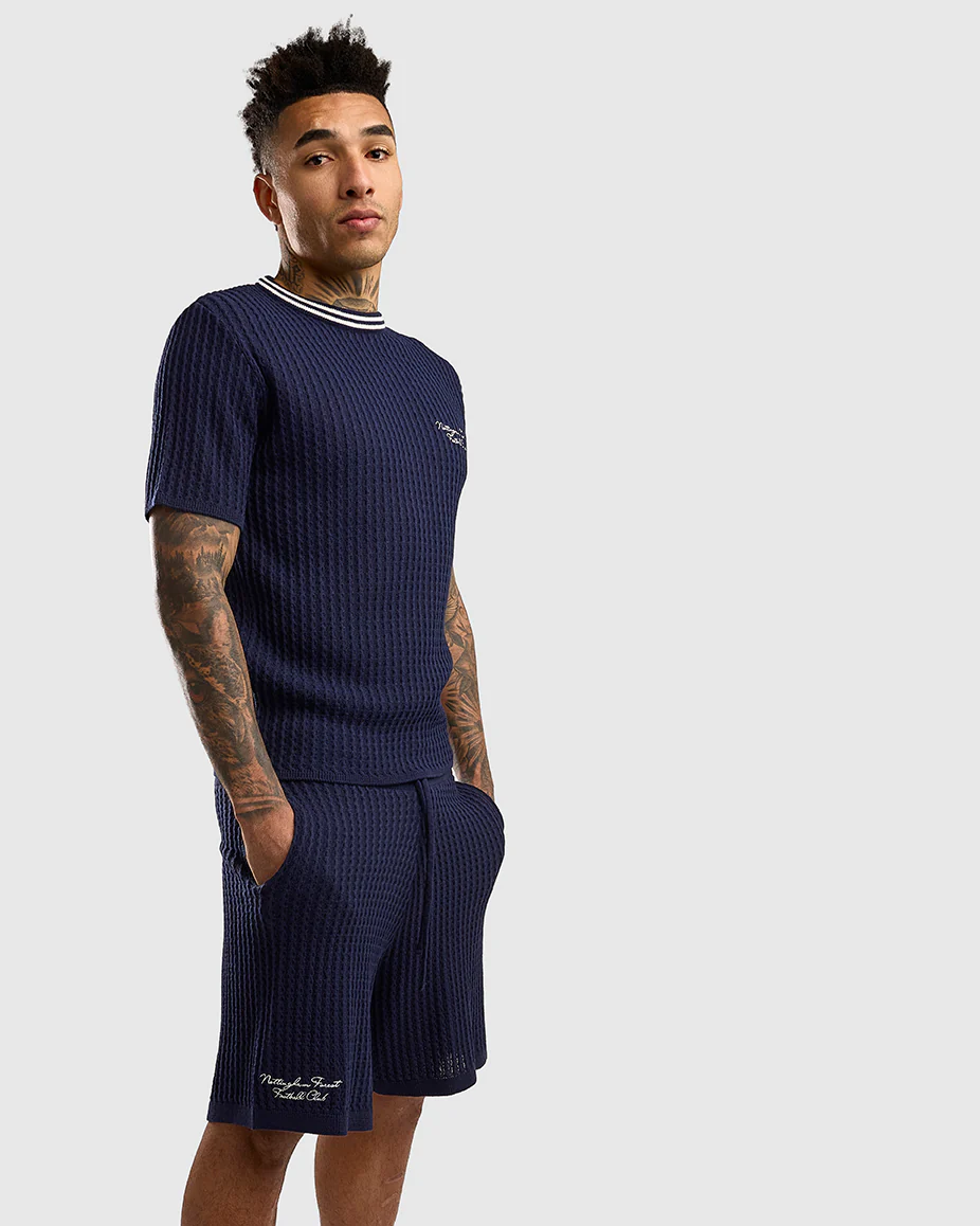 NFFC Navy Cable Knit Shorts - Image 3