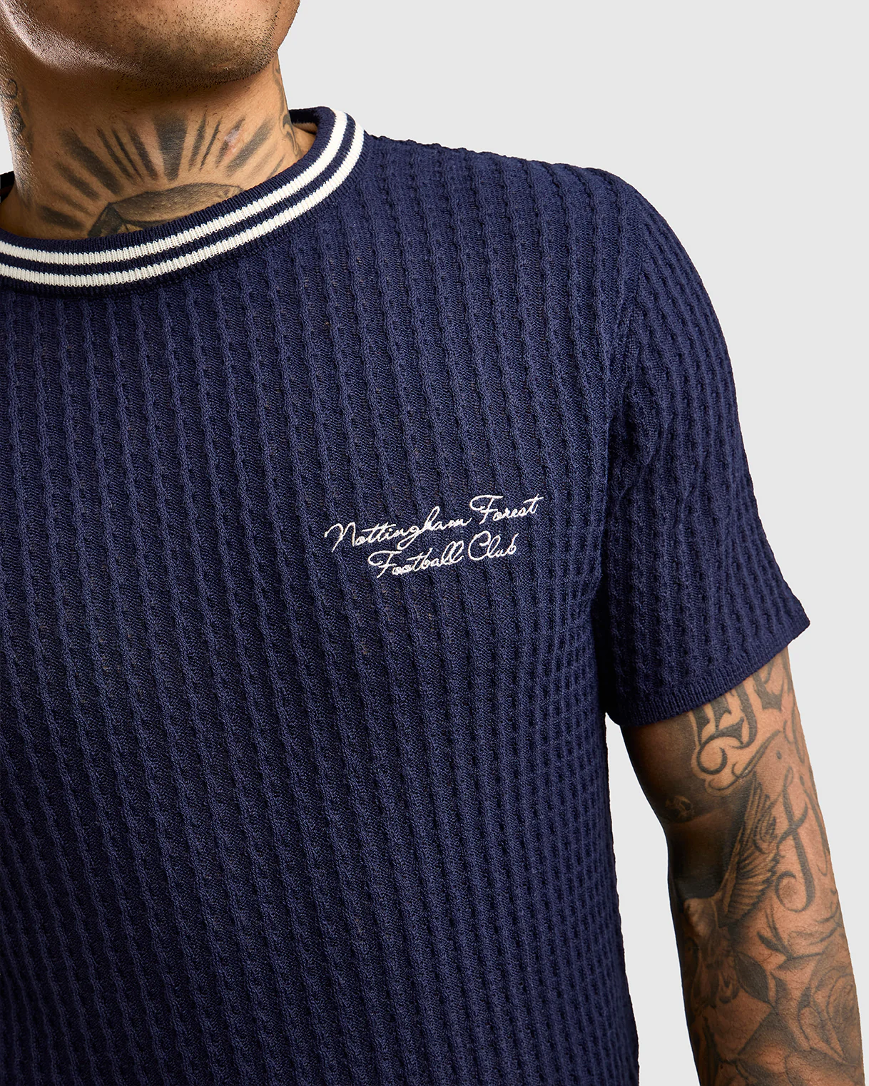 NFFC Navy Cable Knit T-Shirt - Image 4