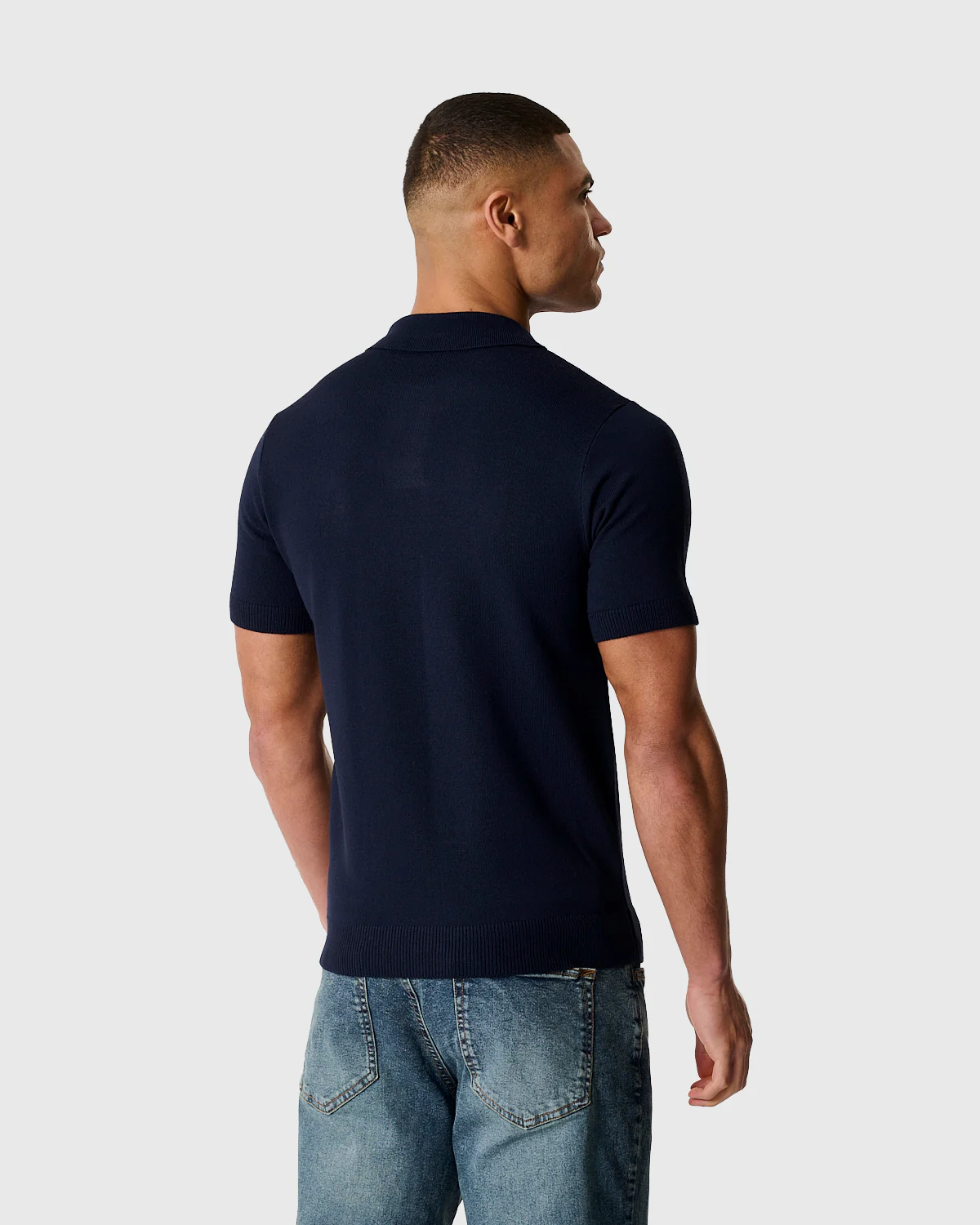 NFFC Navy Essential Knit Short Sleeve Polo - Image 2
